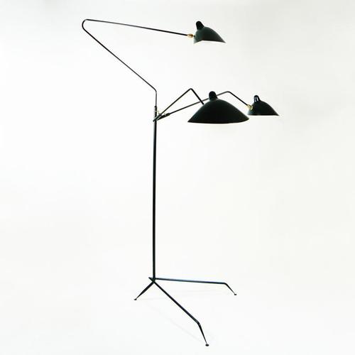 Contemporary Mid-Century Modern Black Three Rotating Arms Floor Lamp by Serge Mouille For Sale - Image 3 of 15