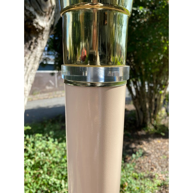 Metal Vintage 1980’s Torchiere Floor Brass and Lucite Lamp- Karl Springer Attributed For Sale - Image 7 of 11