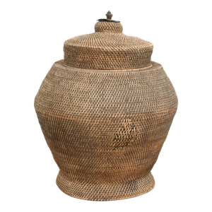 Finely Woven Southeast Asian Lidded Basket