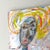 Vintage mixed media contemporary abstract portrait painting. The piece is stark in its brush strokes. The piece has gray...