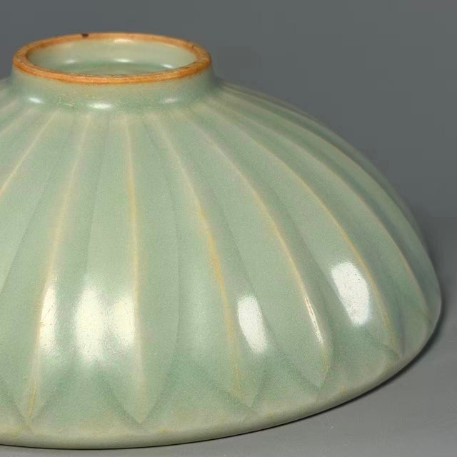 Antique Chinese Longquan Celadon Bowl With Carved Lotus Petals For Sale - Image 6 of 7