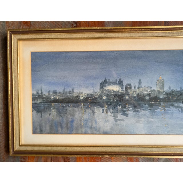 American Mid-Century Night Landscape of Fantasy Albany New York Skyline For Sale - Image 3 of 12