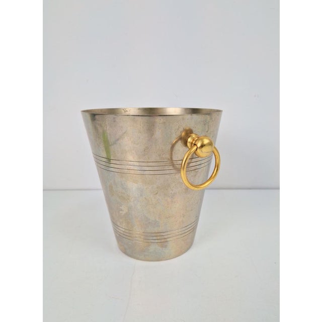 Art Deco Classic French Silver-Plated Wine Cooler with Gold-Plated Handles, 1950s For Sale - Image 4 of 7