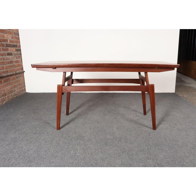 Brown Danish Modern "Elevator" Metamorphic Coffee Table / Dining Table With Two Leaves For Sale - Image 8 of 18