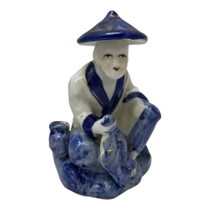 Chinese Blue and White Porcelain Fisherman Statue