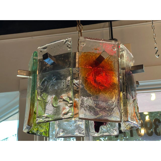 Vintage Mid Century Murano Mazzega Colorful Round Italian Glass Chandelier For Sale - Image 13 of 13