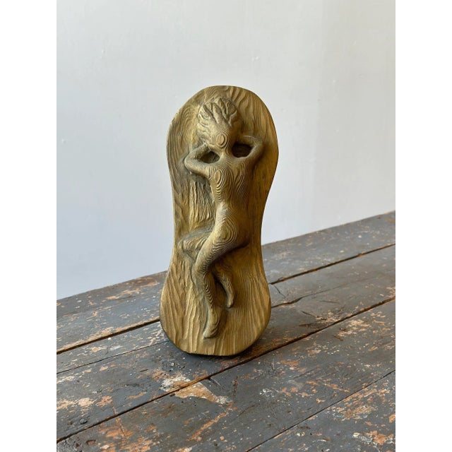 American Vintage Gold-Painted Carved Wood Nude in Repose, Circa 1950s For Sale - Image 3 of 12