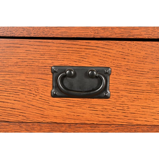 Wood Stickley Style Mission Oak Arts & Crafts Bookcase or Bar Cabinet For Sale - Image 7 of 16