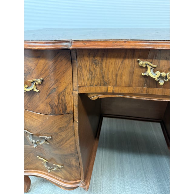 Italian Rococo Bombe Pedestal Desk, Olive Wood For Sale - Image 9 of 12