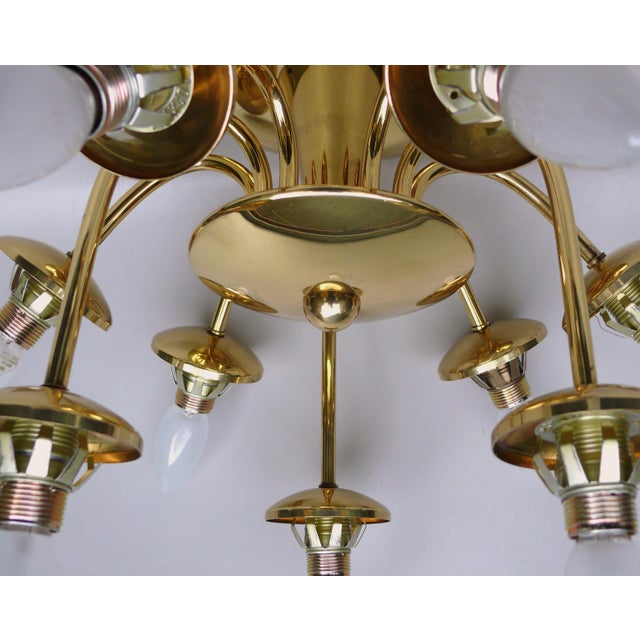 Ceiling Light in Brass & Satin Glass, Germany, 1970s For Sale - Image 9 of 18