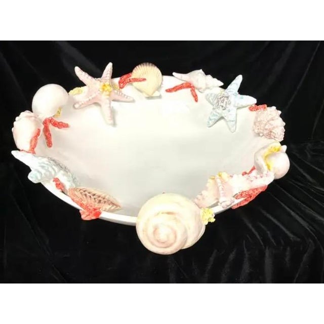 Large Italian Ceramic Seashell Centerpiece Bowl by Borbone Capodimonte For Sale - Image 12 of 13