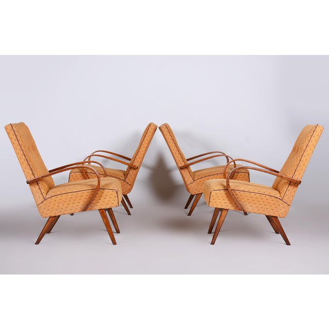 Brown Mid-Century Armchairs in Beech, 1950s, Set of 4 For Sale - Image 8 of 15