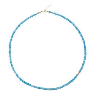 Blue Opal Necklace 14k Gold For Sale