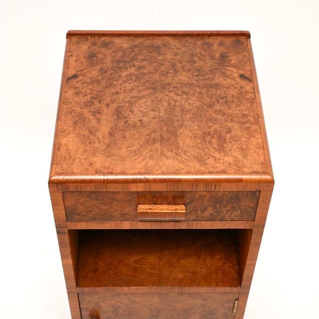 Brown Art Deco Burr Walnut Bedside Cabinet, 1930 For Sale - Image 8 of 11