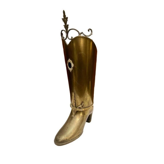 Mid-Century Modern Brass Boot-Shaped Umbrella Stand For Sale - Image 9 of 9