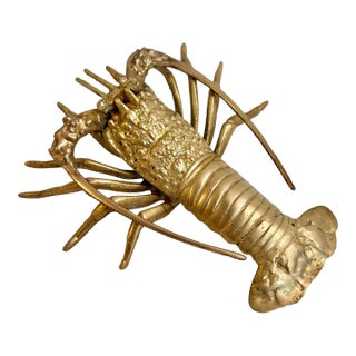 Mid 20th Century Cast Brass Rock Lobster Figurine or Wall Decor For Sale