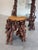 Vintage Freestanding Floor Mirror in Sculpted Tree Root Burl Frame With Stool For Sale - Image 10 of 12