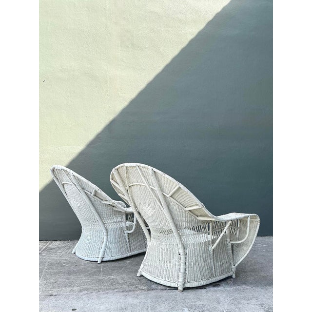 Vintage Woven Rattan Bar Harbour Lounge Chairs - A Pair For Sale - Image 4 of 12