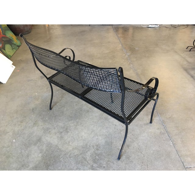 Woodard Wrought Iron Mesh Loveseat Bench, Scrolling Arms Chairish