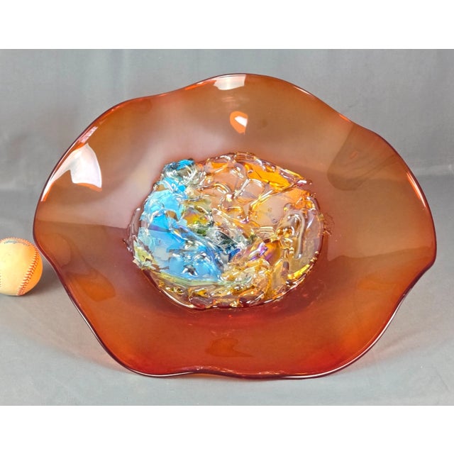 Viz Glass Sunset Blaze Large Jewel Wall Art Platter, 7602bir 20" For Sale - Image 10 of 14