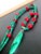 Artisan Genuine Malachite Necklace With Large Sculptural Pendant and Red Bamboo Seeds Detail For Sale In New York - Image 6 of 17