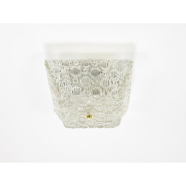 Square Brass and Textured Glass Ceiling Light by J. T. Kalmar for Kalmar, 1950s For Sale - Image 12 of 18