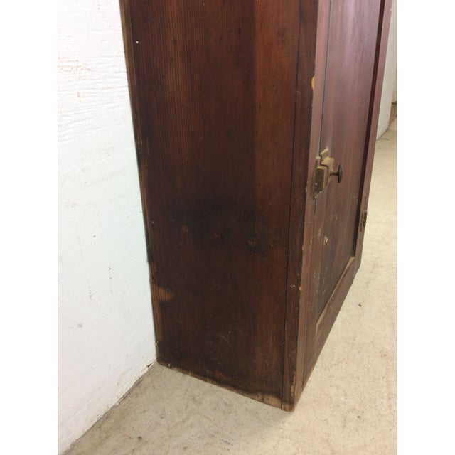 Antique American Farmhouse Wall Cabinet With Brass Latch For Sale - Image 11 of 12