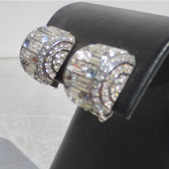 Mid-Century Modern Carolee Costume Rhinestone Clip-on Earrings For Sale - Image 3 of 4