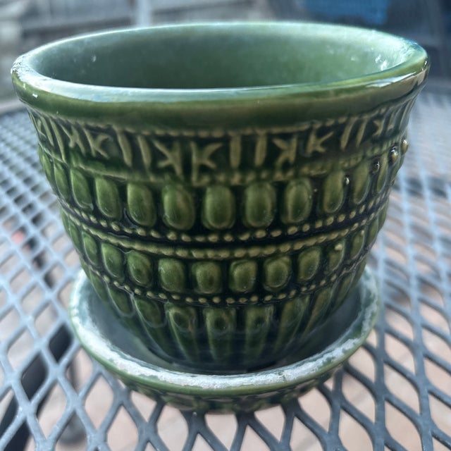 Green McCoy Bead and Dot Planter.