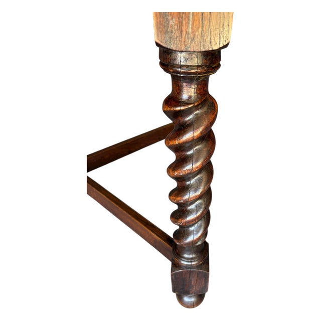 1930s Solid Oak Quarter Sawn Draw Leaf Barley Twist Dining Table For Sale - Image 4 of 12