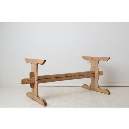 Antique Swedish Rustic Trestle Dining Table in Pine, 1840 For Sale - Image 6 of 11