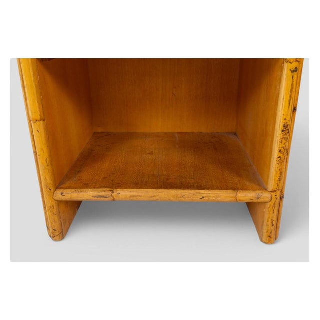Tan Vintage Woven Bamboo Bedside Table, 1960s-1970s For Sale - Image 8 of 10