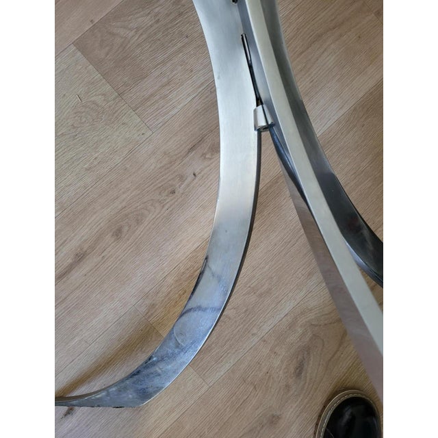 Glass Table with Chrome Metal Feet and Smoked Glass Top attributed to Boris Tabacoff for Christofle, 1970s For Sale - Image 7 of 10