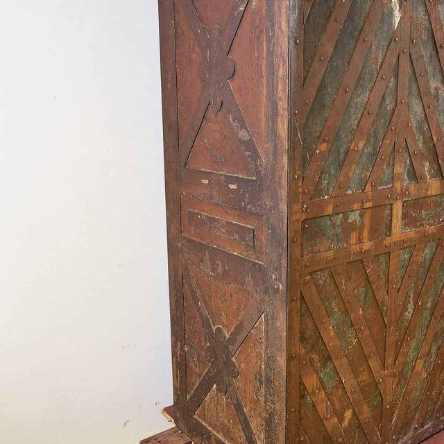 Wooden and Iron Safe Cabinet For Sale - Image 16 of 17