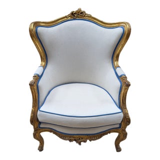 Late 19th Century French Salon Louis XV Style Bergere Chair For Sale