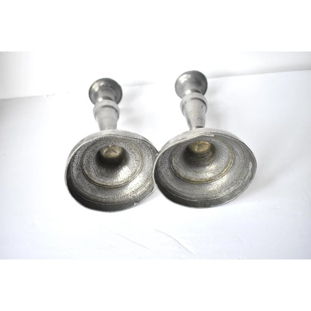 Pair of Antique 18th-Century French Pewter Candle Sticks For Sale - Image 9 of 10