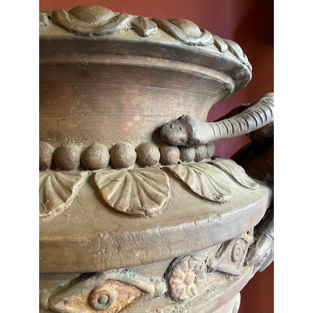 Large Antique Terracotta Vase Jardinière with Medusa Handle, 1600s For Sale - Image 13 of 18