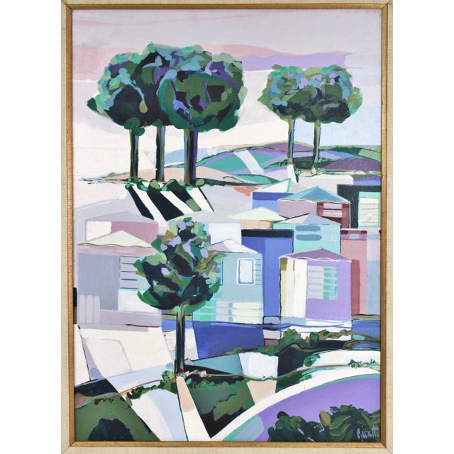 Marzio Guasti (Italy, active mid-20th C.) “Small Town Scene”, oil painting on canvas, signed lower right, Italian export...