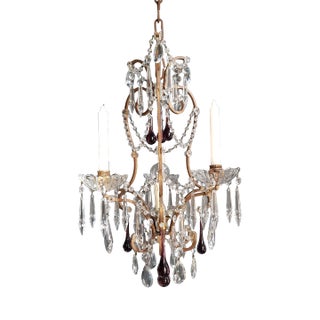 1930s Candle Purple Crystal Chandelier For Sale