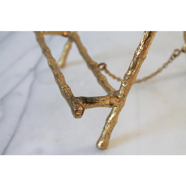 Vintage Faux Bamboo Brass Tabletop Display Easel For Sale - Image 9 of 10