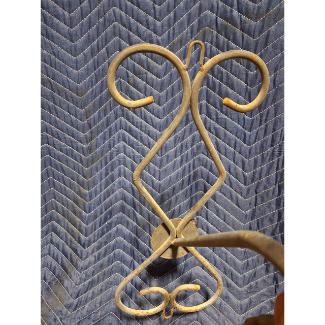 Pair of Antique Mediterranean Wrought Iron Lantern Sconces With Moroccan Purple Glass For Sale - Image 4 of 4