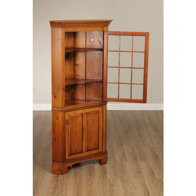 Farmhouse Custom Crafted Solid Pine Farmhouse Corner Cabinet For Sale - Image 3 of 12