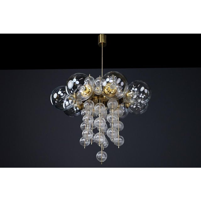 Monumental Czech Brass and Bohemian Glass Chandelier 1960s For Sale - Image 12 of 18