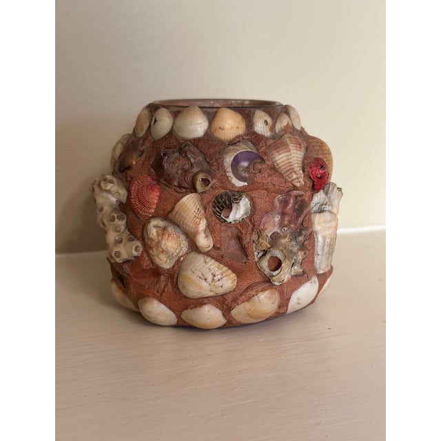 1940s Vintage Coastal Folk Art Shell Jar For Sale - Image 5 of 5