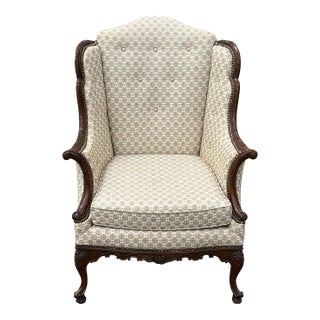 Early 20th Century Carved Wingback Chair For Sale