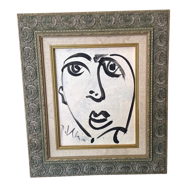 Peter Keil Original Black & White Abstract Portrait Painting For Sale