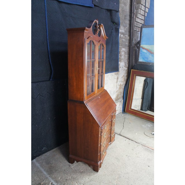 1970s Pennsylvania House English Chippendale Cherry Secretary Writing Desk Bookcase For Sale - Image 15 of 15