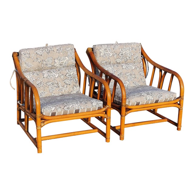 Mid 20th Century Ficks Reed Boho Chic Bamboo Lounge Chairs - a Pair ...