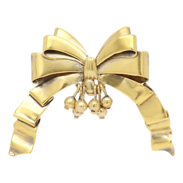 Antique William Spratling Mexican Gilt Sterling Silver Bow or Ribbon Brooch For Sale