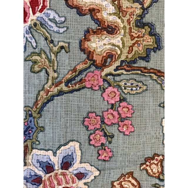 Cowtan & Tout Aubury Linen Hand Print Fabric 2 5/8 Yards Color Rose and Teal For Sale In Raleigh - Image 6 of 7